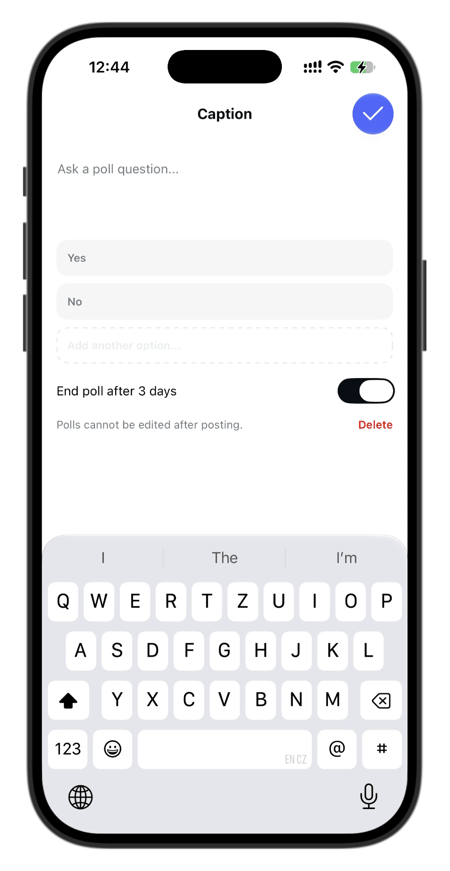 Adding a caption poll in the Instagram app