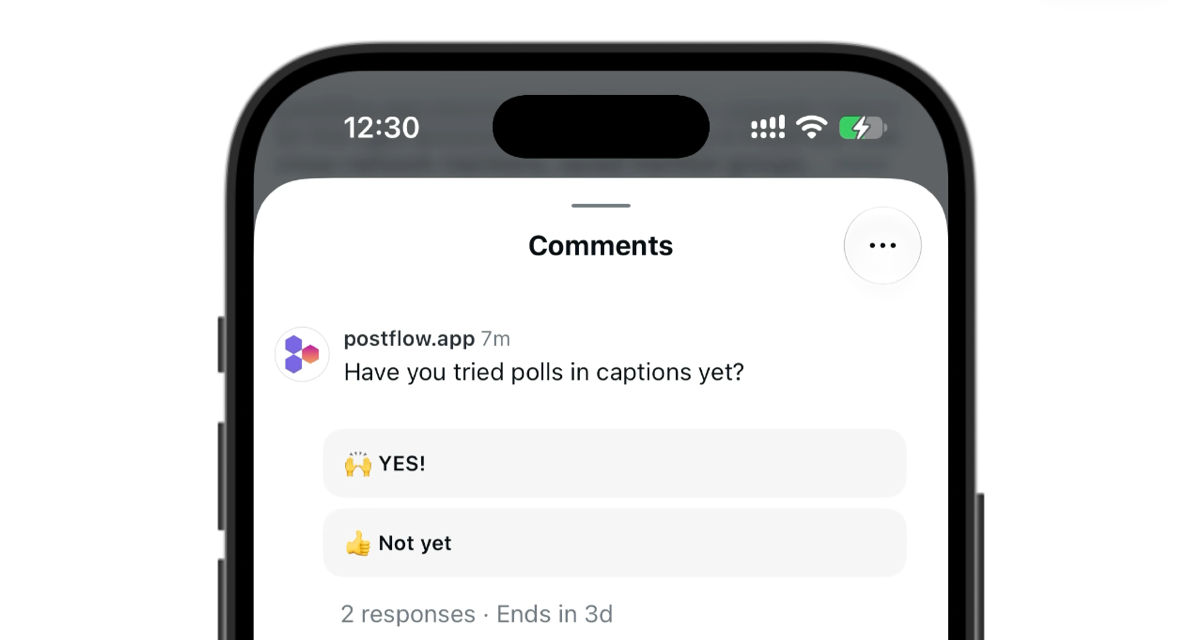 Instagram poll in the comments with two answers, ending in 3 days