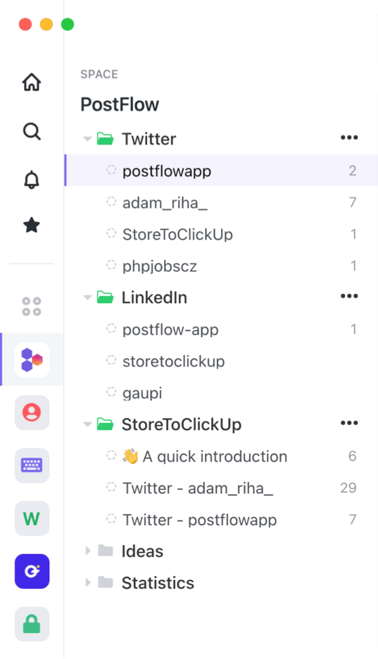 PostFlow structure in ClickUp