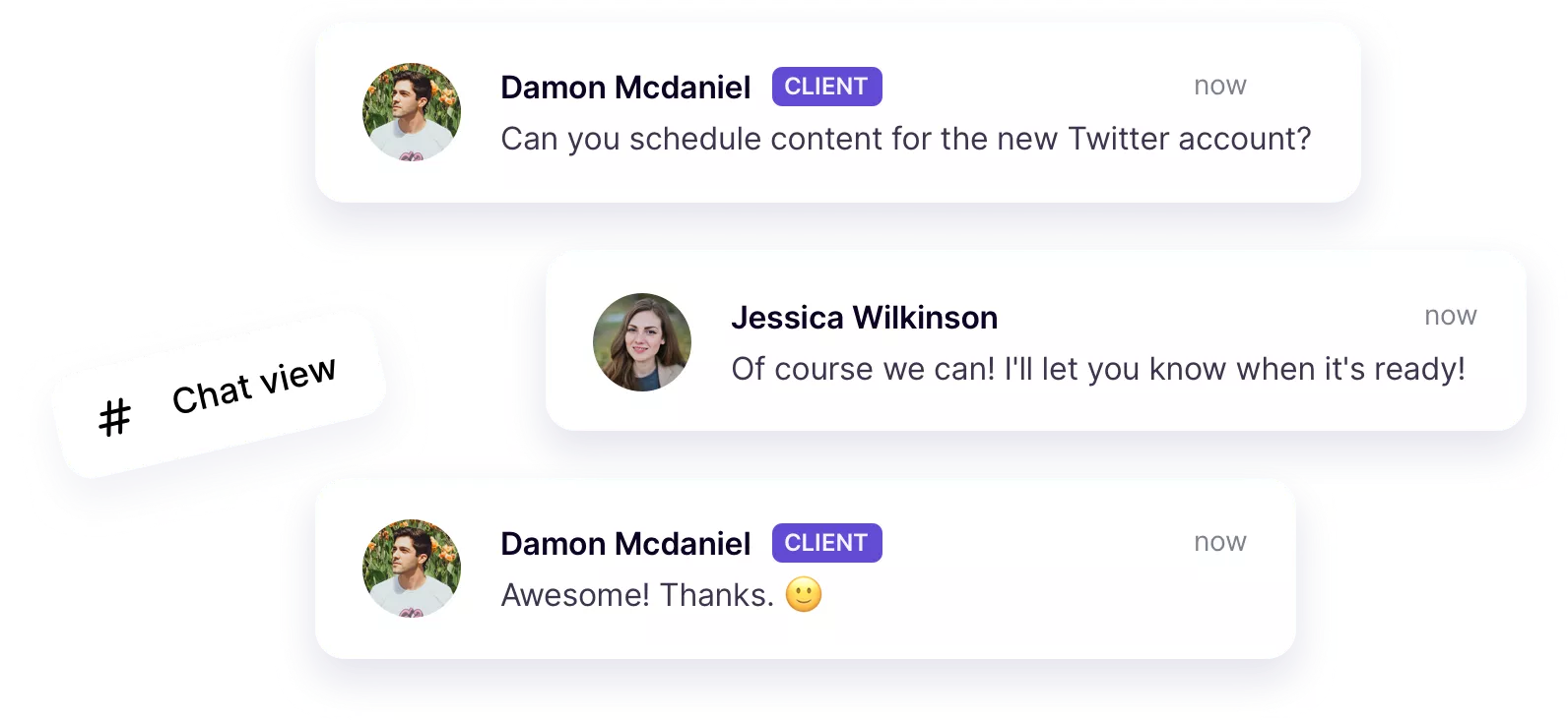 Social media scheduler - chat view