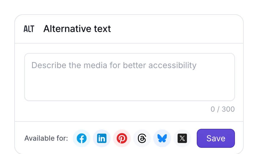 Adding alternative text for media in social media post