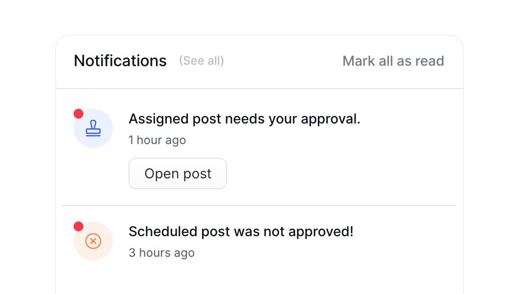 Approval notifications in PostFlow