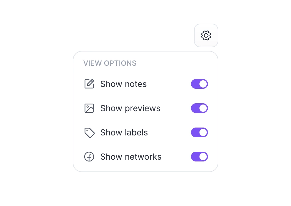 Options to customize view of planning calendar