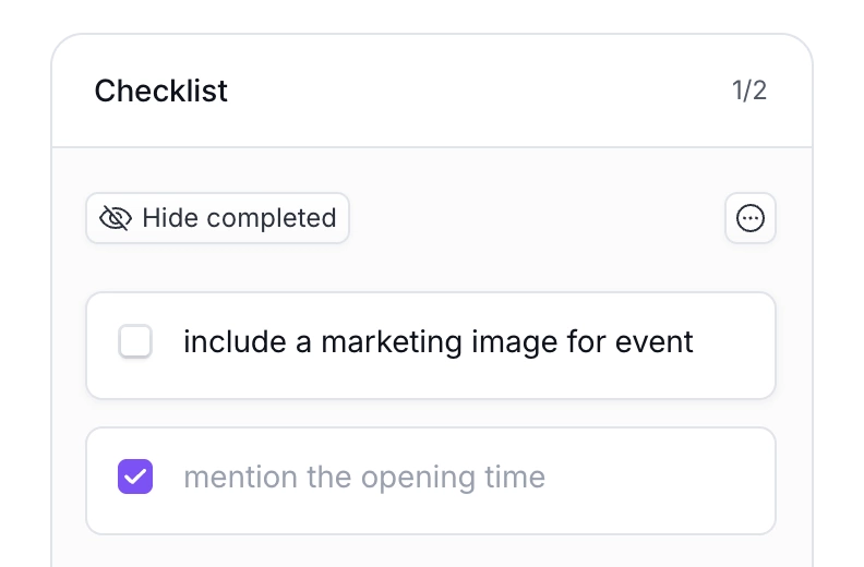 Checklist of tasks for scheduled post in PostFlow