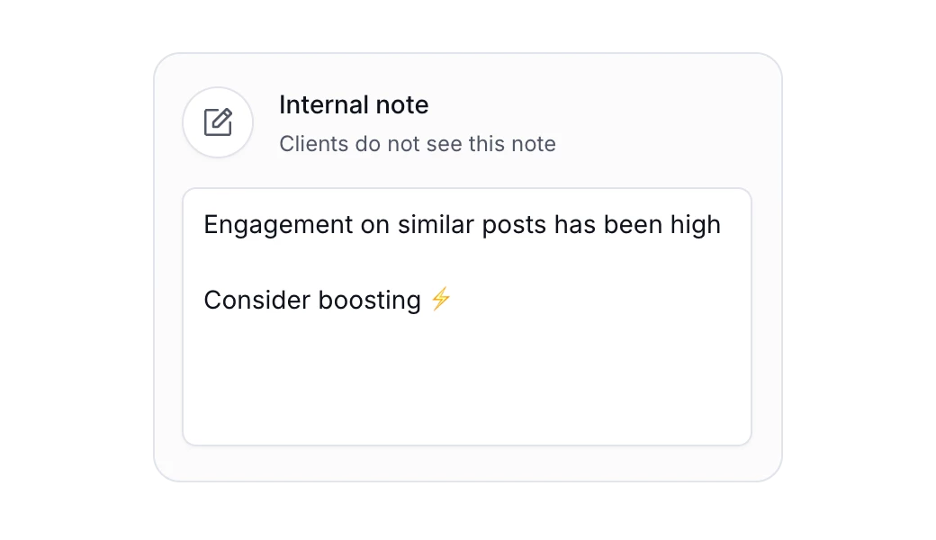 Adding internal notes directly on social post in PostFlow