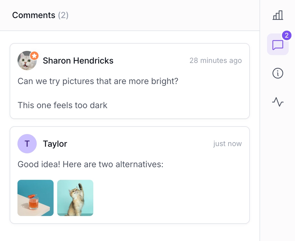 Interface for commenting and sharing feedback on social posts in PostFlow