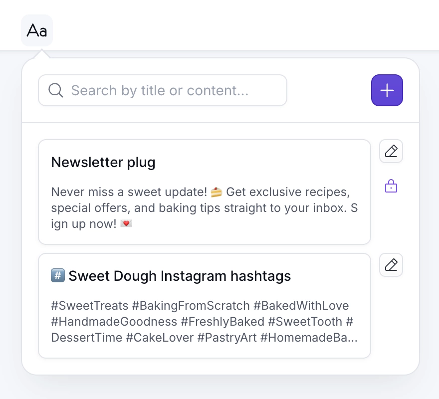 PostFlow's feature for saving hashtags and text as post templates