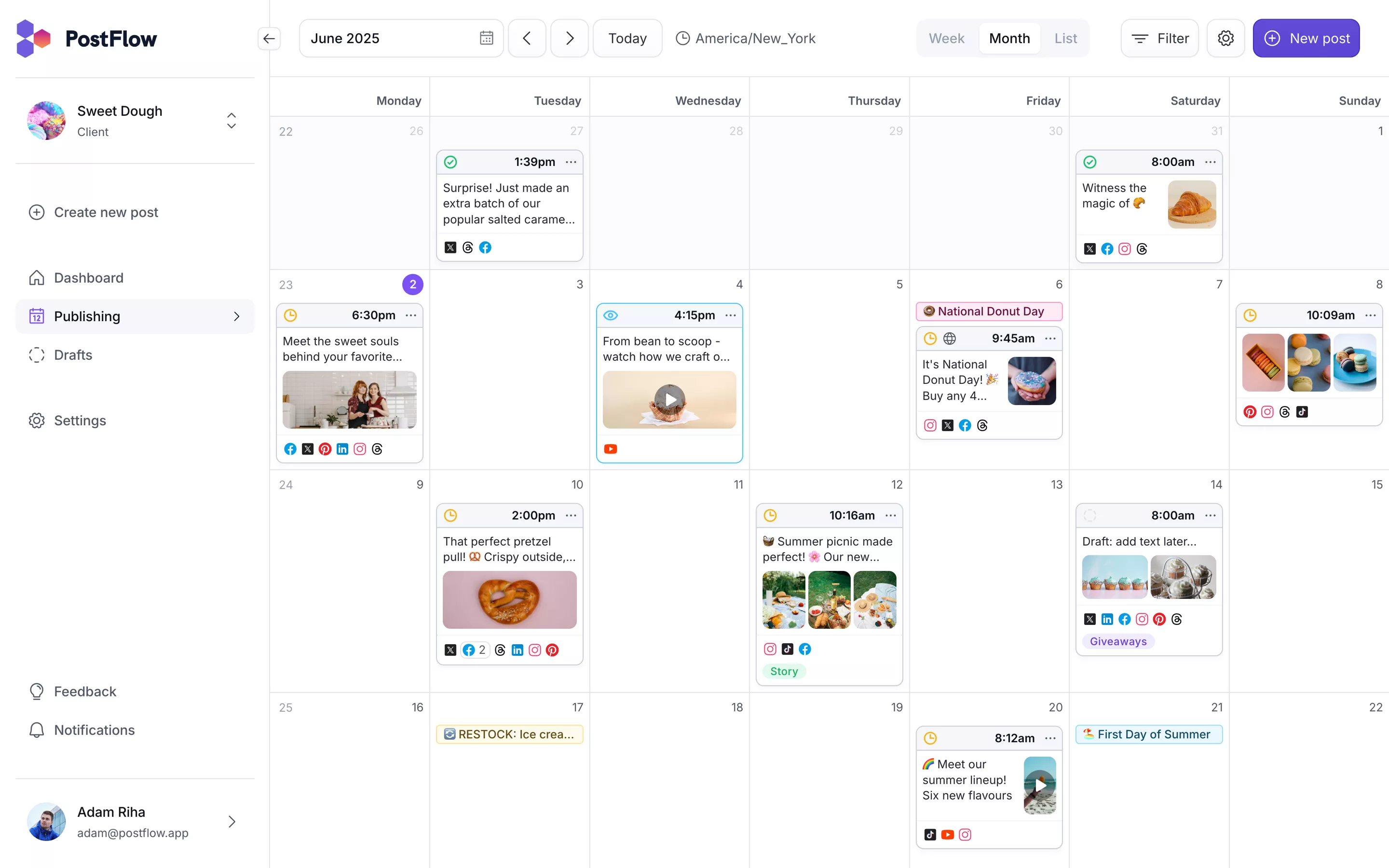 Calendar view in PostFlow