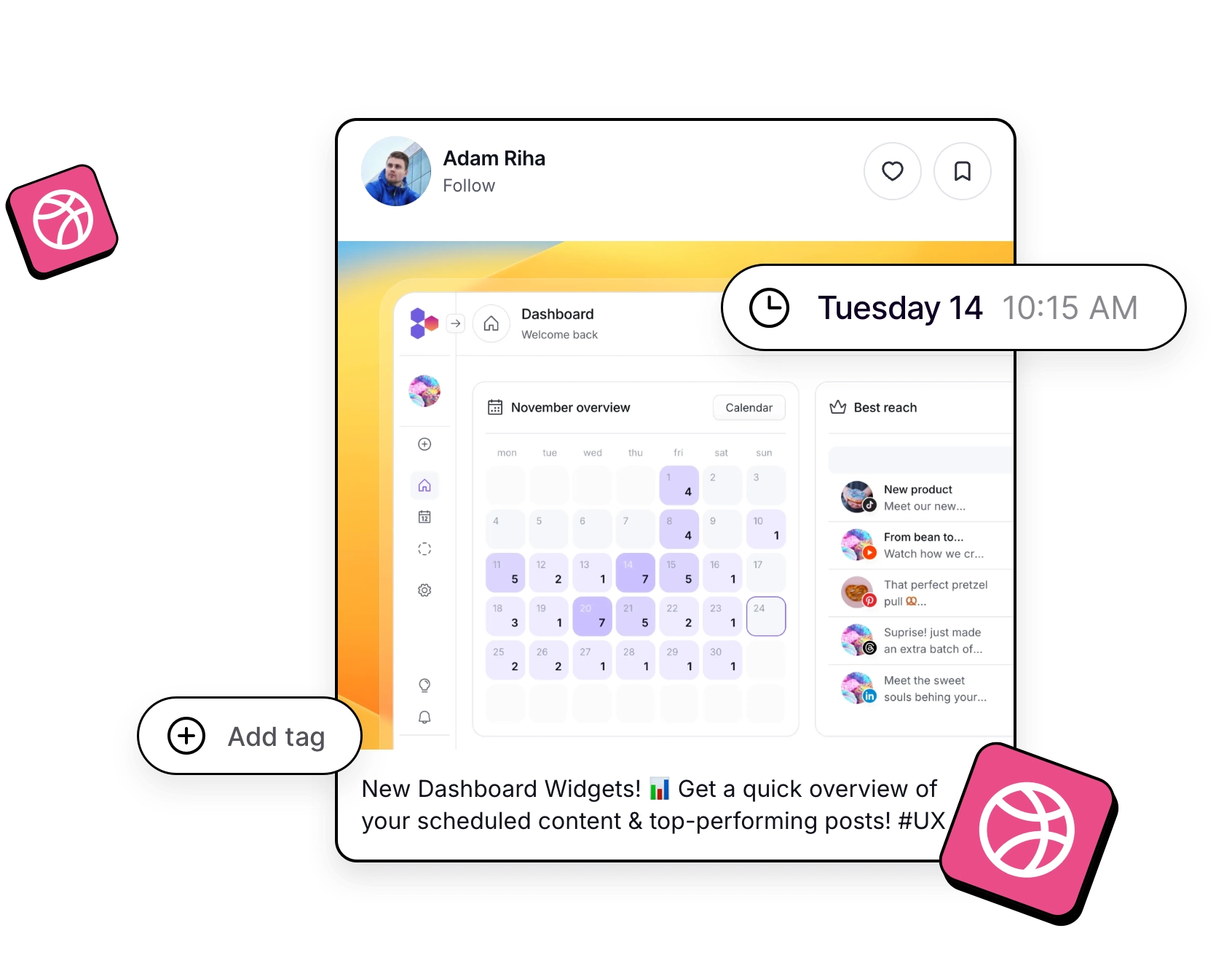 PostFlow's Dribbble integration for scheduling Dribbble shots