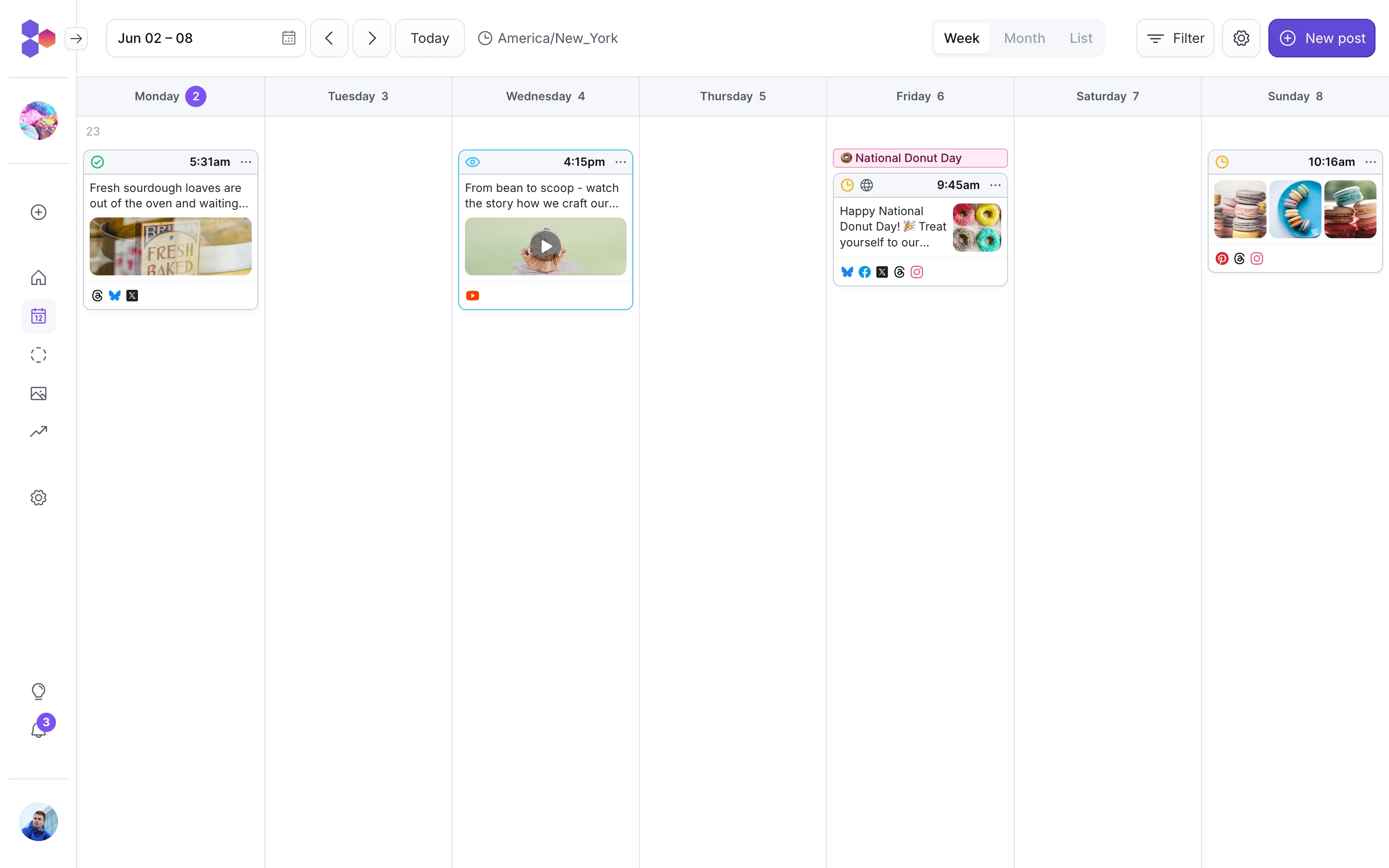 Social media content planning tool week view - PostFlow